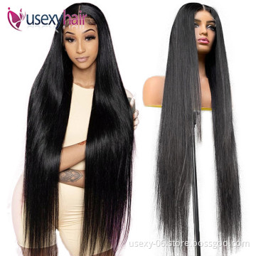 Women raw virgin hair lace front wigs 100% human hair pre plucked HD wig vendor wholesale 40 inch real human hair wig